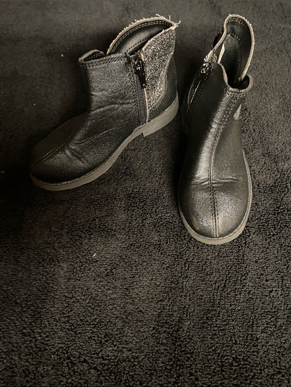Carter's Girls Black Side-Zip Ankle Boots with Shimmer Heel